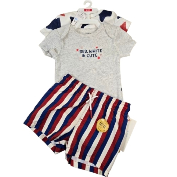 Carter's Other - NWT *3Pc* Patriotic Bundle, Shorts and Two Onsies, 3-6 Months